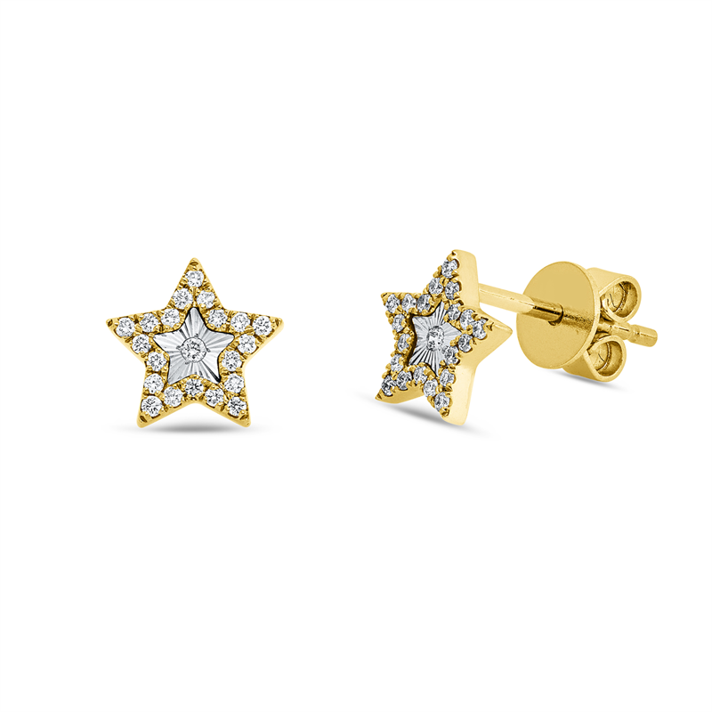 Ohrstecker    aus 750/-18 Karat Gelbgold / Weißgold mit 42 Diamanten 0