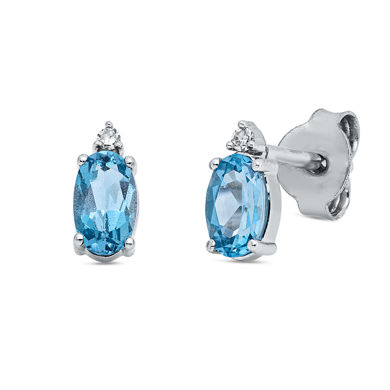 Ohrstecker mit Topas  aus 750/-18 Karat Weißgold mit 2 Diamanten 0