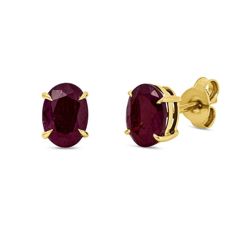 Ohrstecker mit Rubin  aus 750/-18 Karat Gelbgold  