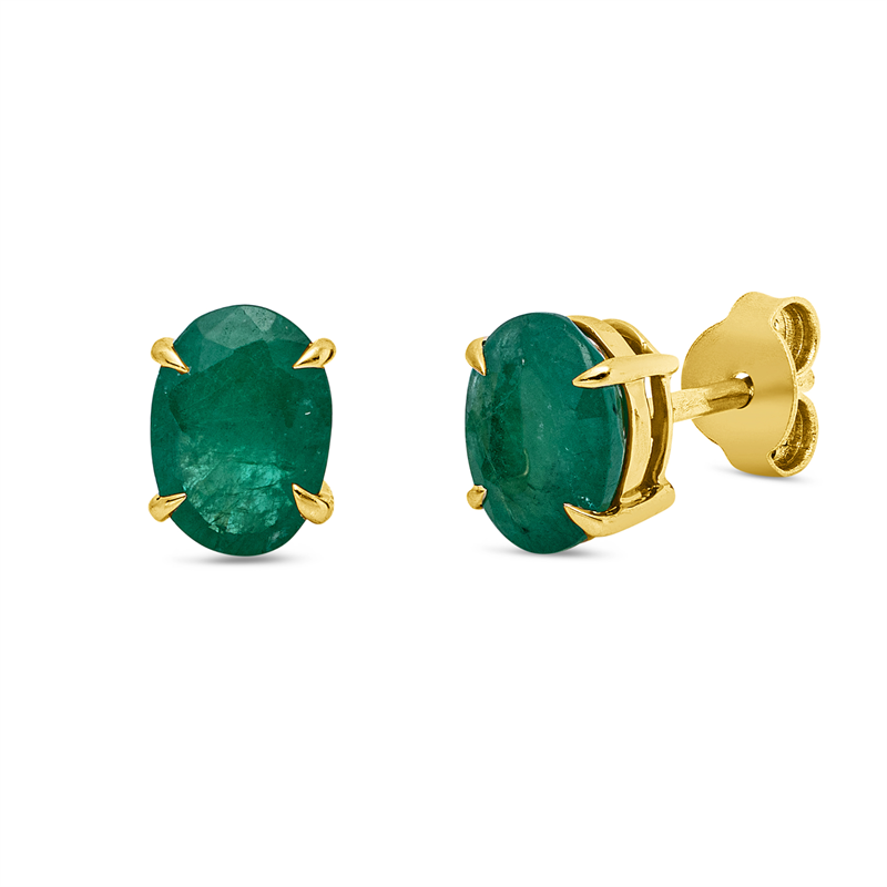 Ohrstecker mit Smaragd  aus 750/-18 Karat Gelbgold  