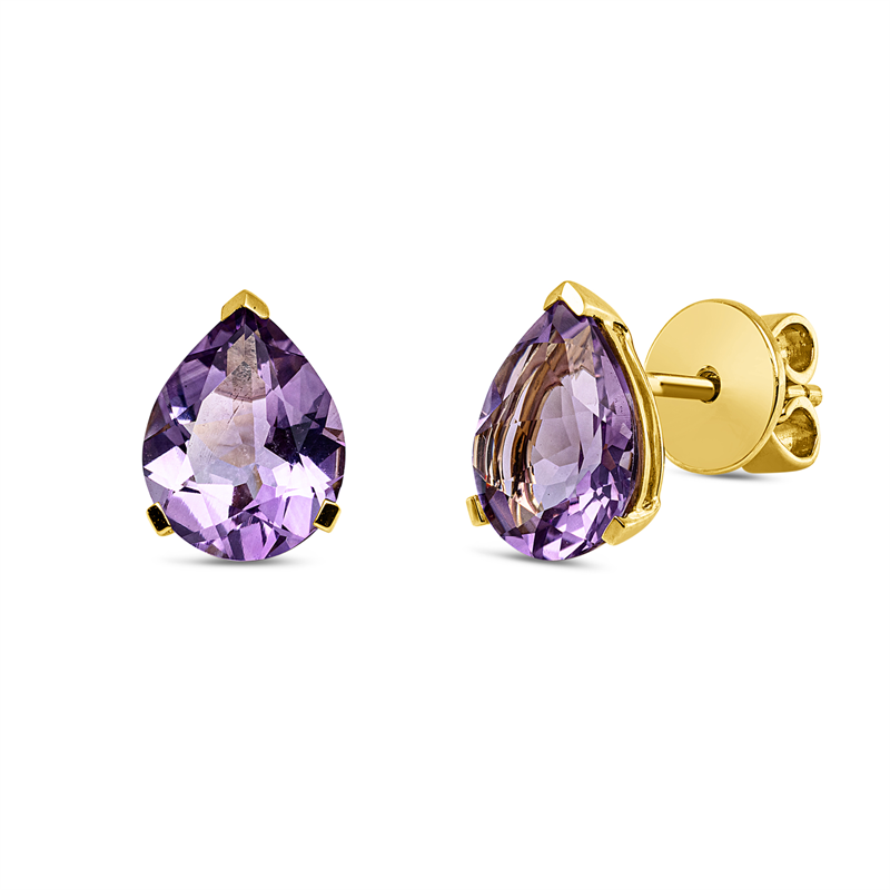 Ohrstecker mit Amethyst  aus 750/-18 Karat Gelbgold  