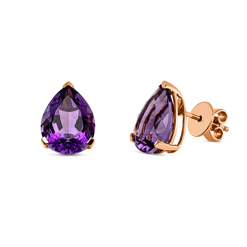 Ohrstecker mit Amethyst  aus 750/-18 Karat Rotgold  