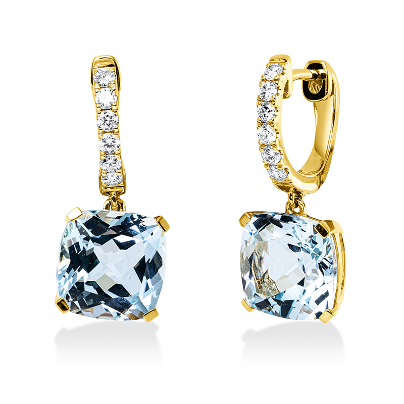 Ohrschmuck mit Topas  aus 750/-18 Karat Gelbgold mit 12 Diamanten 0