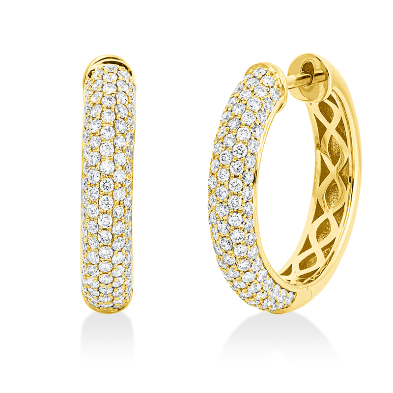 Creolen    aus 750/-18 Karat Gelbgold mit 182 Diamanten 0