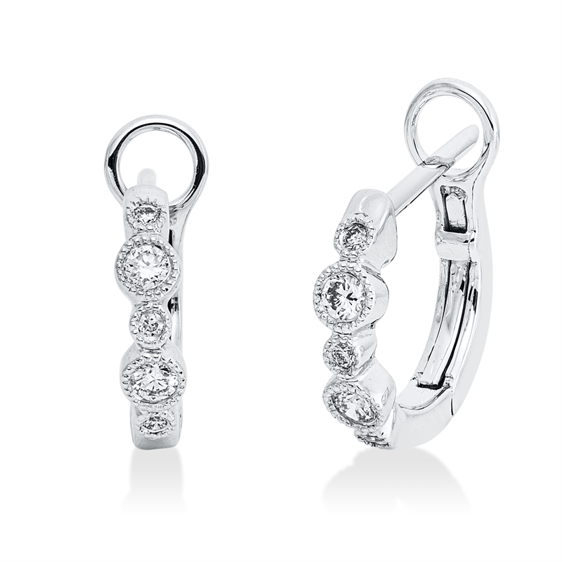 Creolen    aus 750/-18 Karat Weißgold mit 10 Diamanten 0