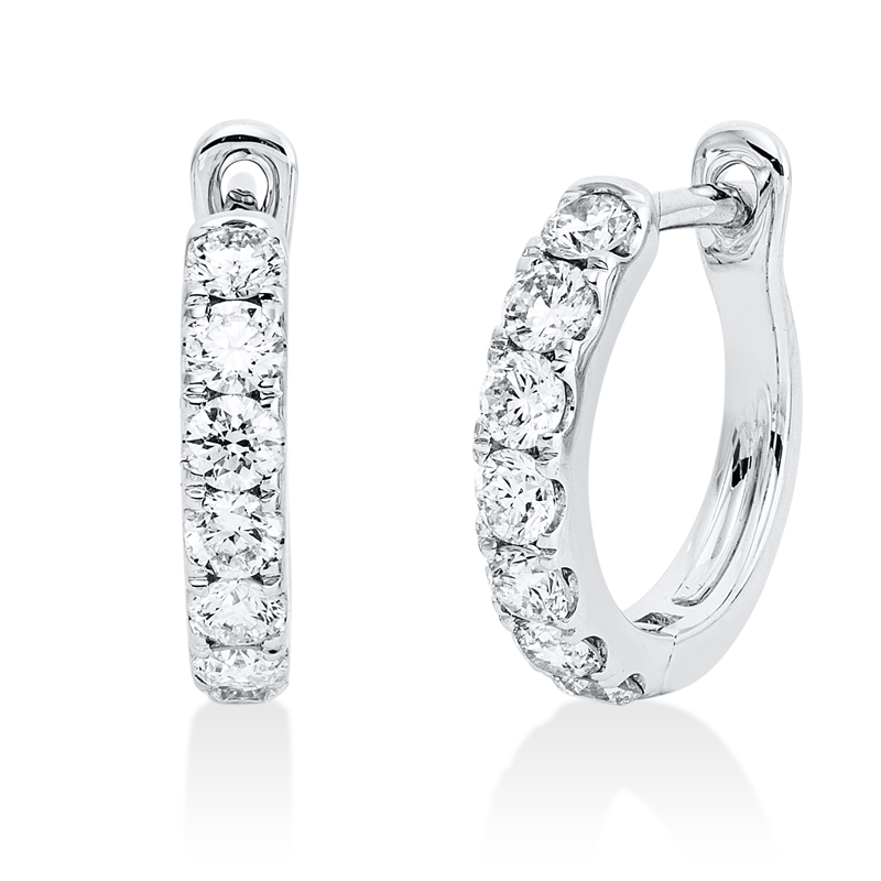 Creolen    aus 750/-18 Karat Weißgold mit 14 Diamanten 0