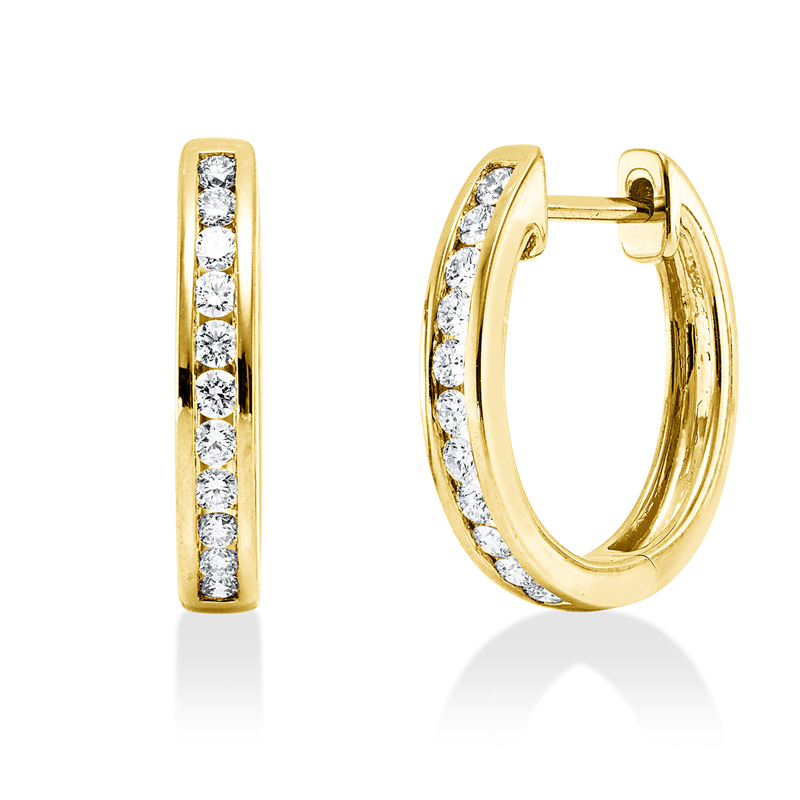 Creolen    aus 750/-18 Karat Gelbgold mit 22 Diamanten 0