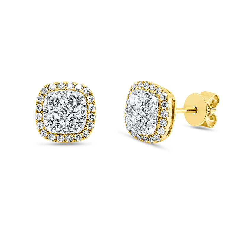 Ohrstecker    aus 750/-18 Karat Gelbgold / Weißgold mit 58 Diamanten 0