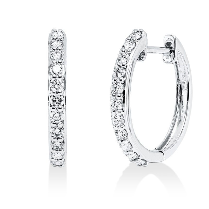 Creolen    aus 750/-18 Karat Weißgold mit 22 Diamanten 0