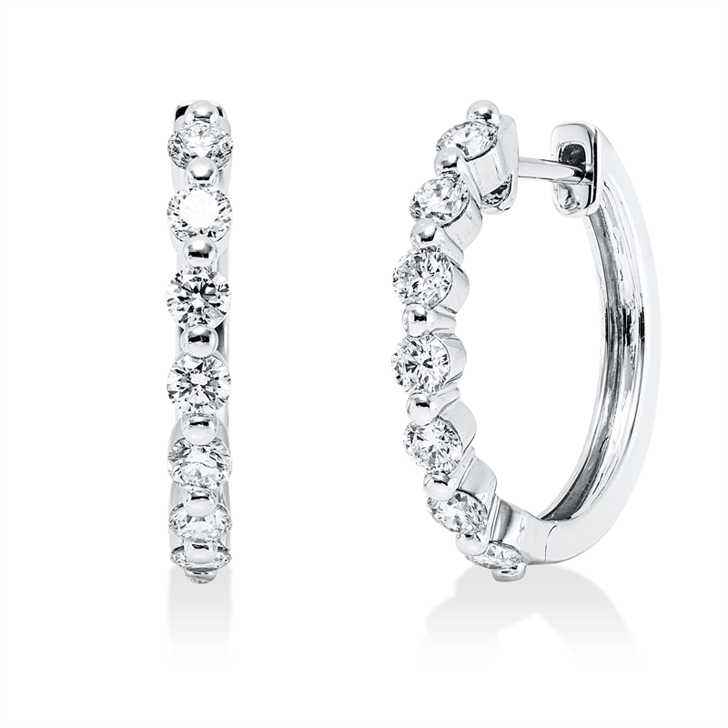 Creolen    aus 750/-18 Karat Weißgold mit 14 Diamanten 0