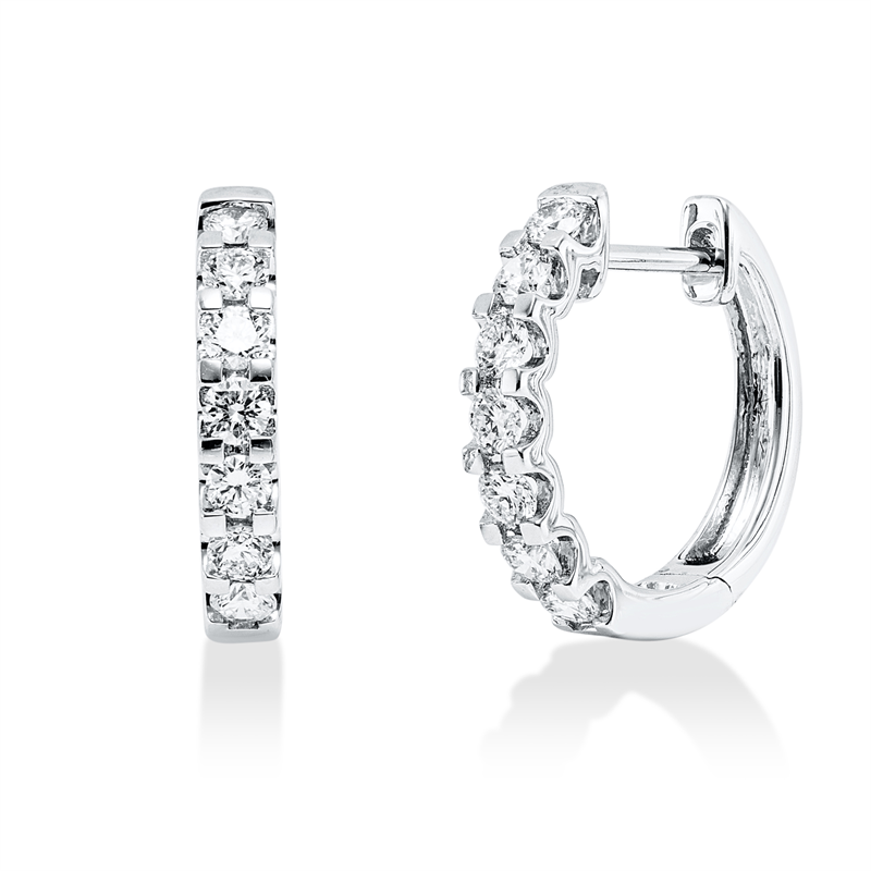 Creolen    aus 750/-18 Karat Weißgold mit 14 Diamanten 0