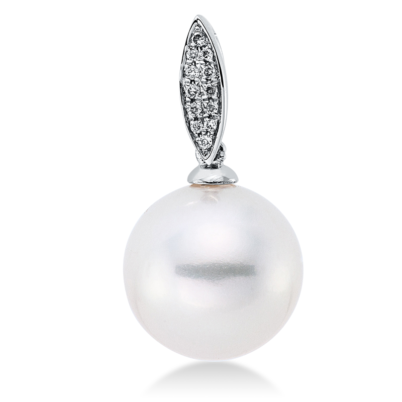 Anhänger   mit Tahiti aus 750/-18 Karat Weißgold mit 12 Diamanten 0