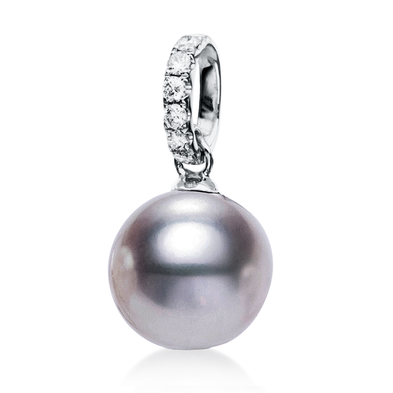 Anhänger   mit Tahiti aus 750/-18 Karat Weißgold mit 6 Diamanten 0