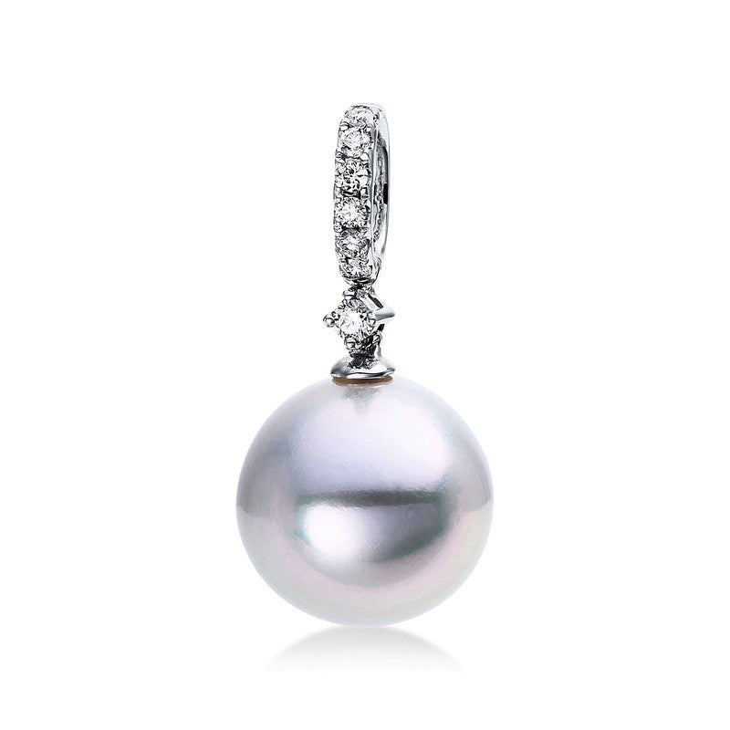 Anhänger   mit Südseeperle aus 750/-18 Karat Weißgold mit 7 Diamanten 0