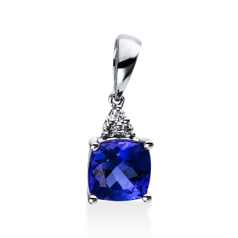 Anhänger mit Tansanit  aus 585/-14 Karat Weißgold mit 3 Diamanten 0