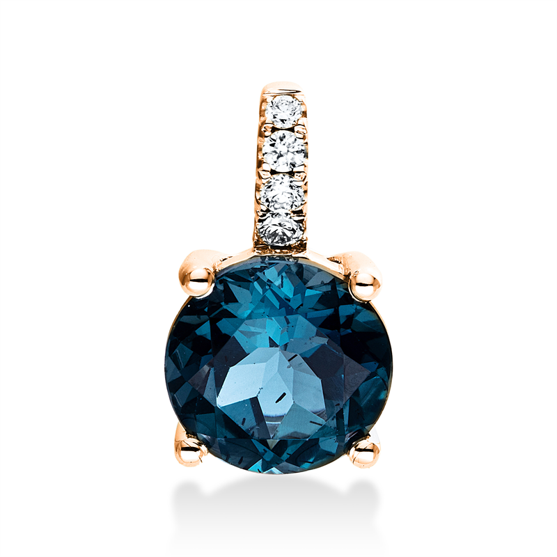 Anhänger mit Topas  aus 750/-18 Karat Rotgold mit 4 Diamanten 0