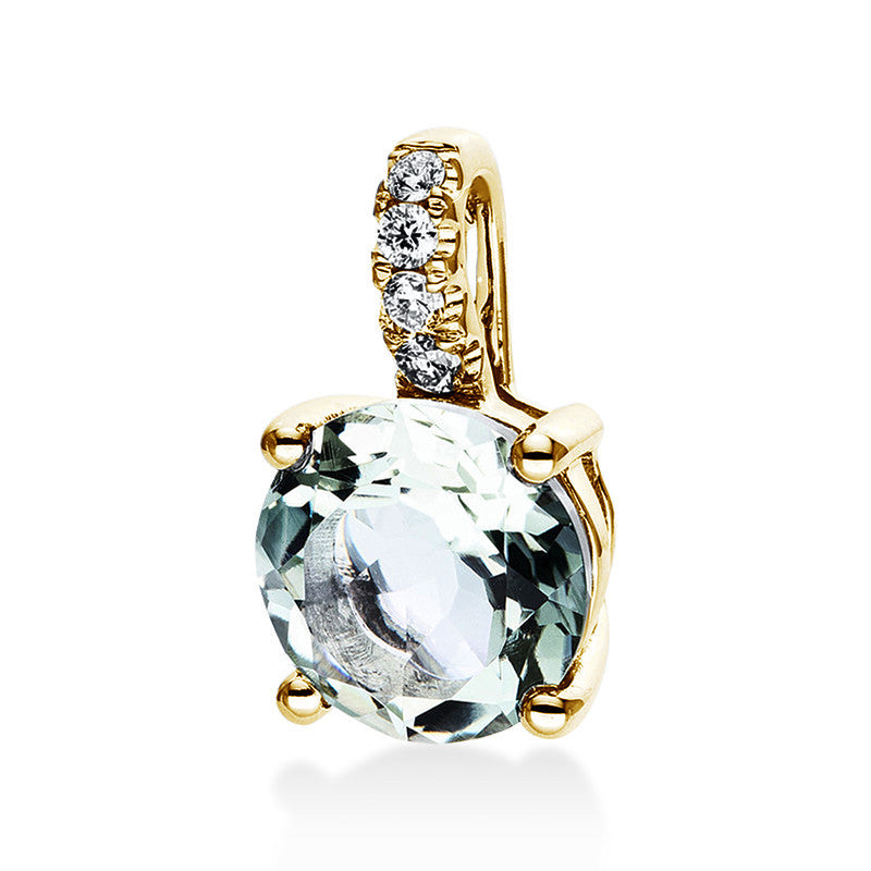 Anhänger mit Amethyst  aus 750/-18 Karat Gelbgold mit 4 Diamanten 0