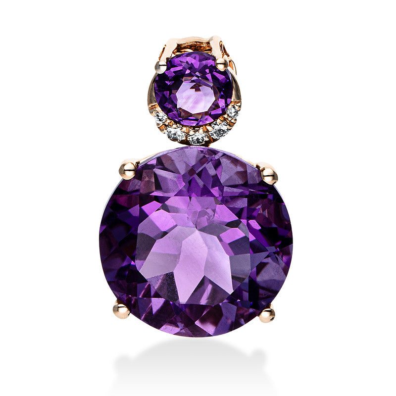 Anhänger mit Amethyst  aus 750/-18 Karat Rotgold mit 5 Diamanten 0