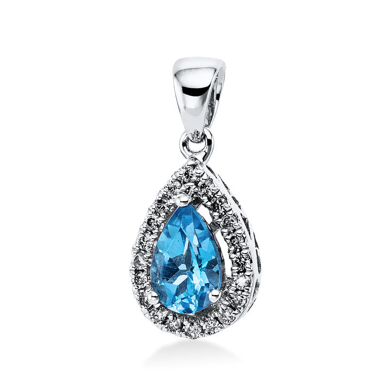 Anhänger mit Topas  aus 750/-18 Karat Weißgold mit 20 Diamanten 0