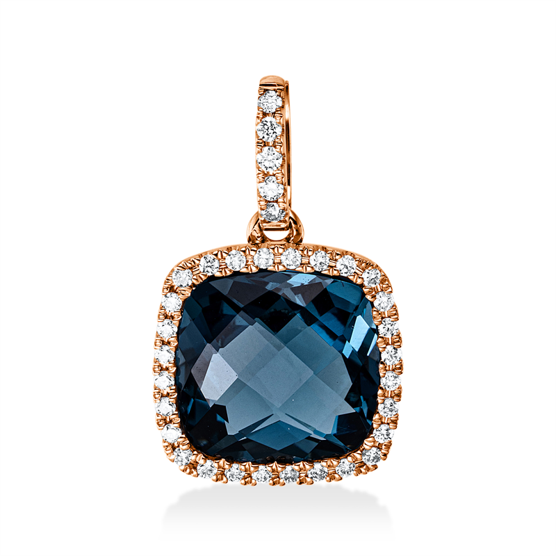 Anhänger mit Topas  aus 750/-18 Karat Rotgold mit 33 Diamanten 0