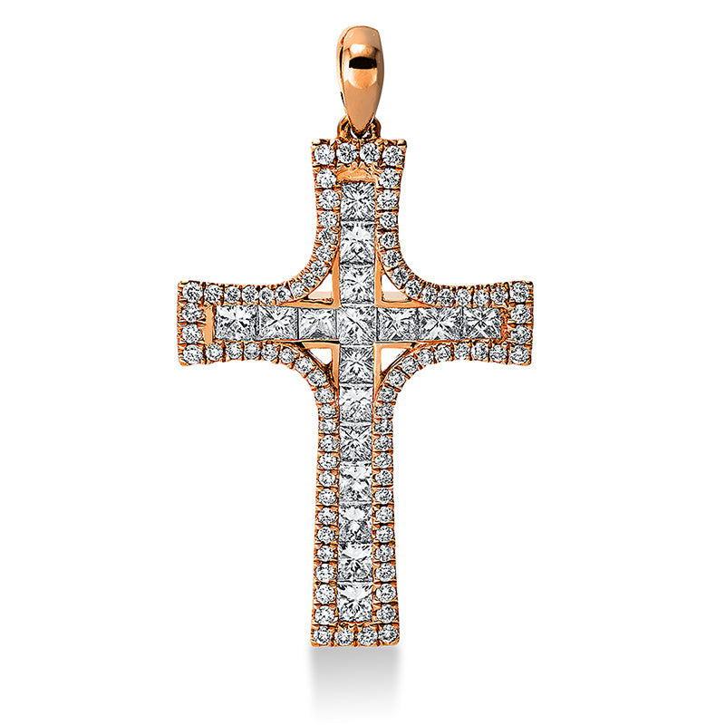 Anhänger    aus 750/-18 Karat Rotgold mit 98 Diamanten 1