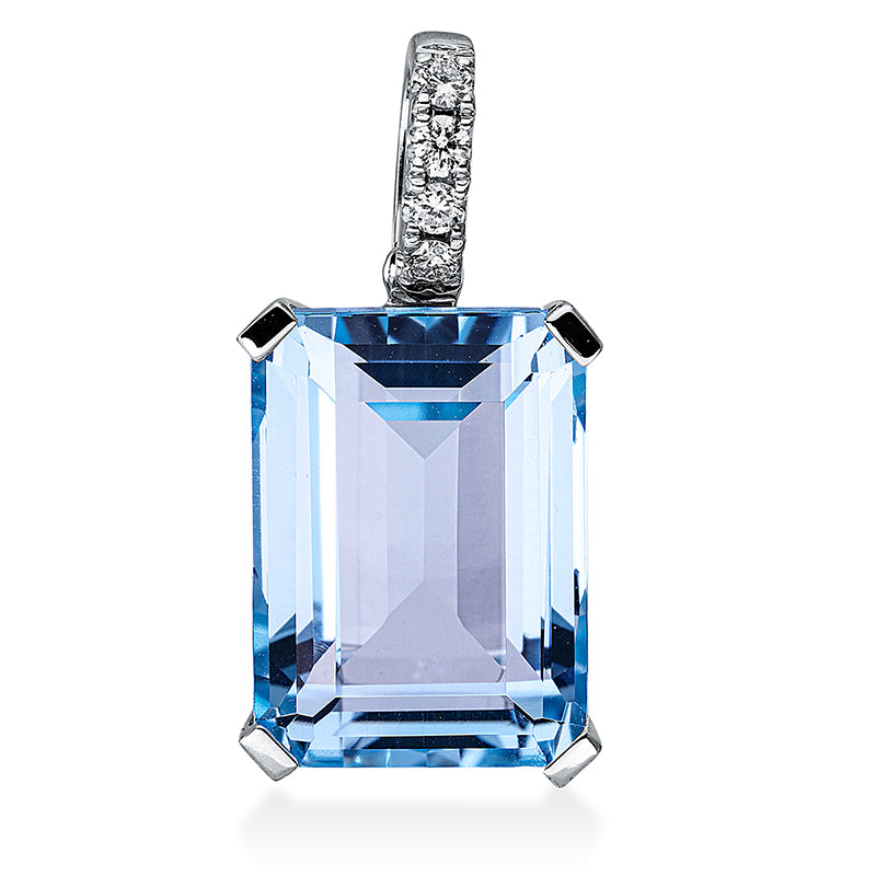 Anhänger mit Topas  aus 750/-18 Karat Weißgold mit 4 Diamanten 0