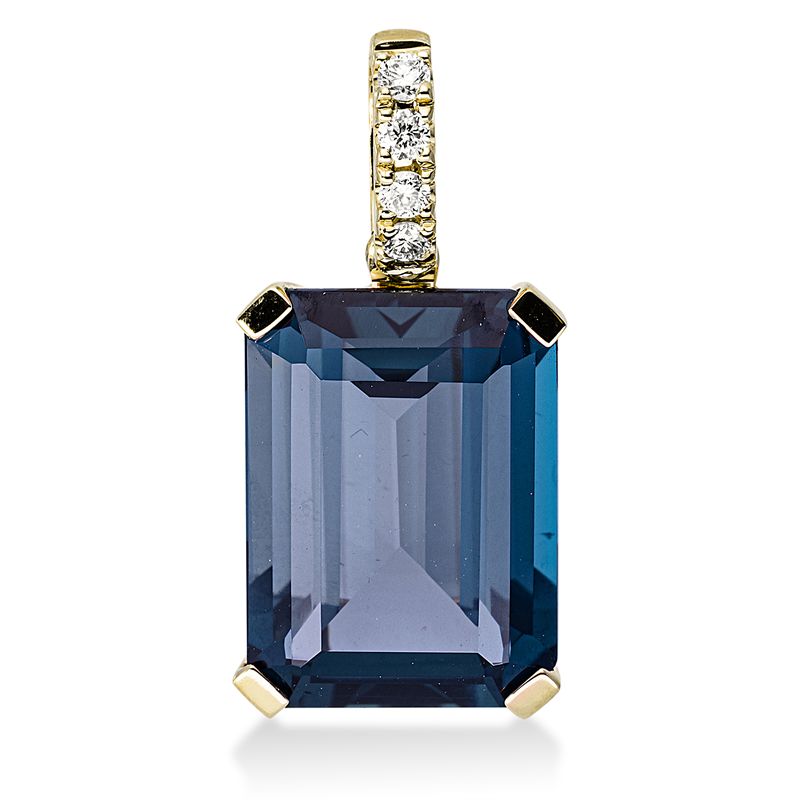 Anhänger mit Amethyst  aus 750/-18 Karat Gelbgold mit 4 Diamanten 0