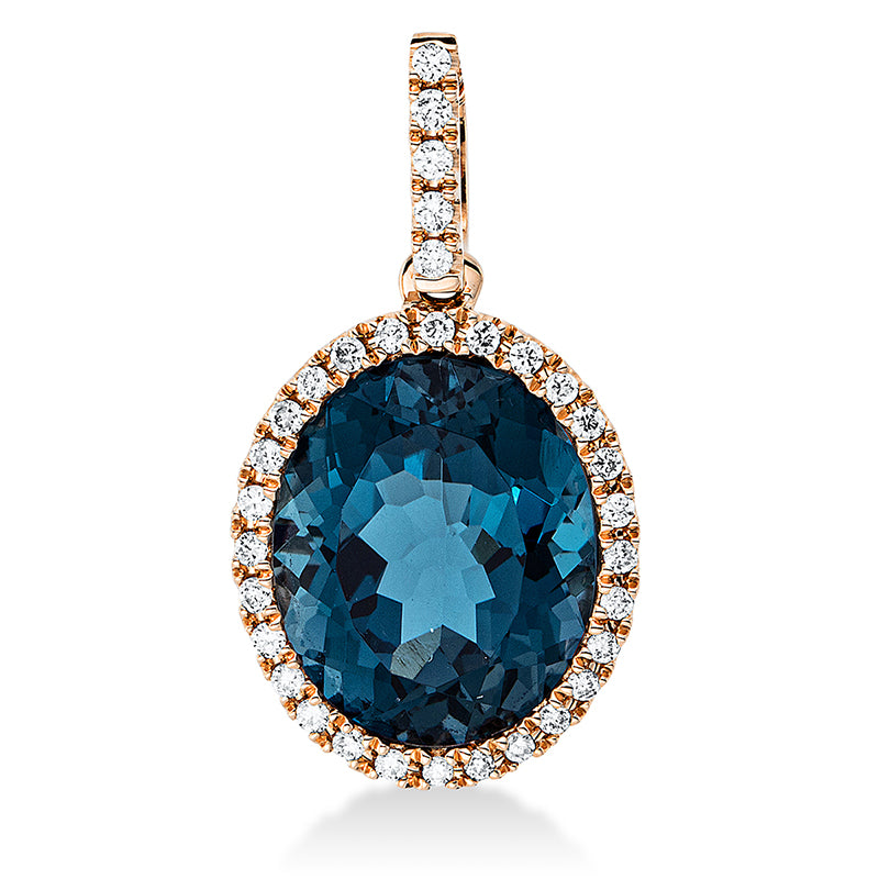 Anhänger mit Topas  aus 750/-18 Karat Rotgold mit 33 Diamanten 0