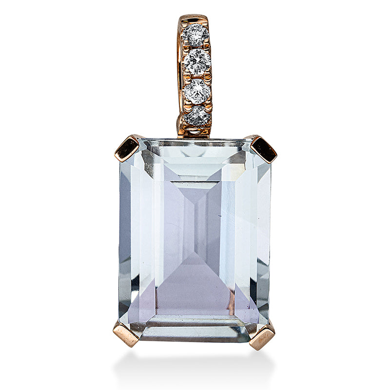 Anhänger mit Amethyst  aus 750/-18 Karat Rotgold mit 4 Diamanten 0