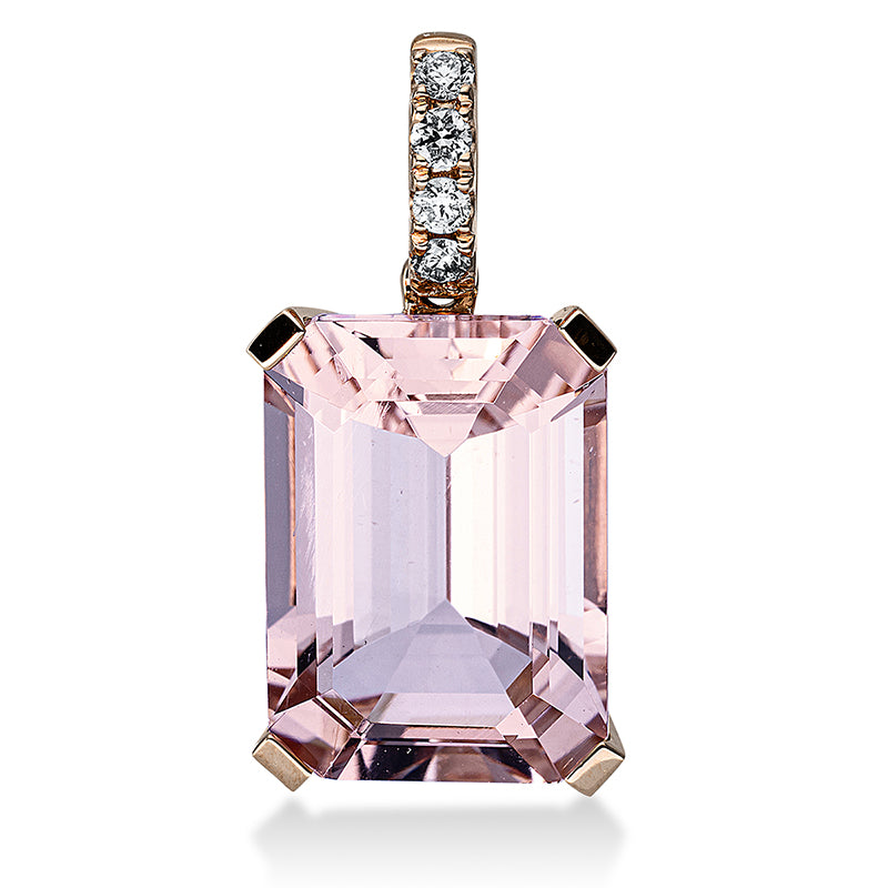 Anhänger mit Morganit  aus 750/-18 Karat Rotgold mit 4 Diamanten 0