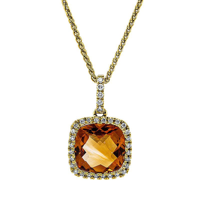 Anhänger mit Citrin  aus 750/-18 Karat Gelbgold mit 33 Diamanten 0