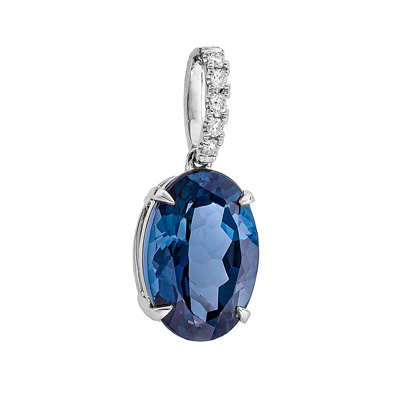 Anhänger mit Topas  aus 750/-18 Karat Weißgold mit 5 Diamanten 0