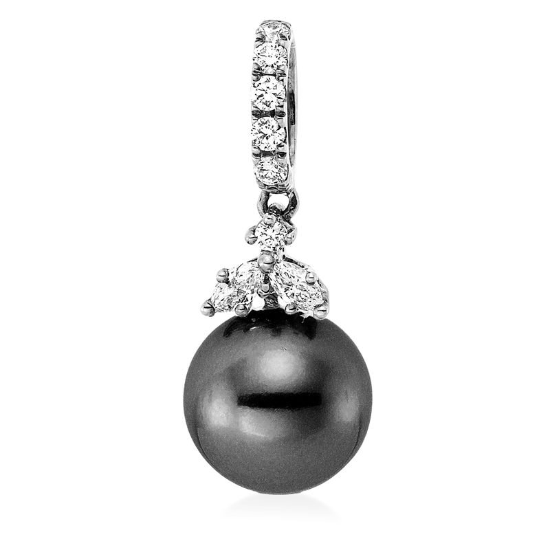 Anhänger   mit Tahiti aus 750/-18 Karat Weißgold mit 8 Diamanten 0
