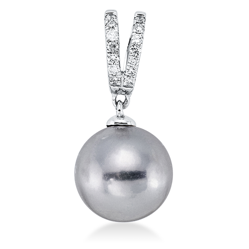 Anhänger   mit Tahiti aus 750/-18 Karat Weißgold mit 14 Diamanten 0