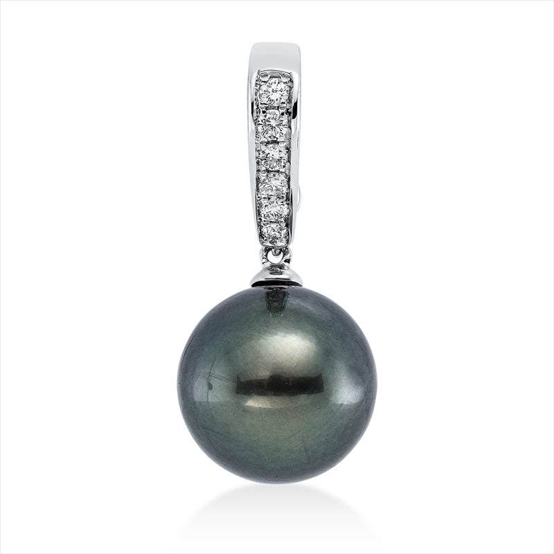 Anhänger   mit Tahiti aus 750/-18 Karat Weißgold mit 6 Diamanten 0