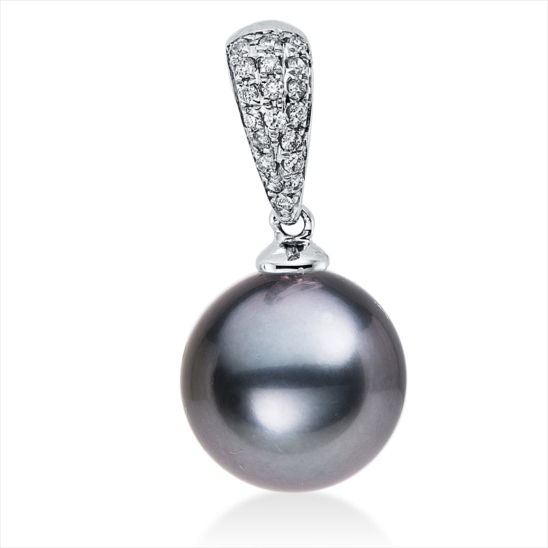 Anhänger   mit Tahiti aus 750/-18 Karat Weißgold mit 19 Diamanten 0