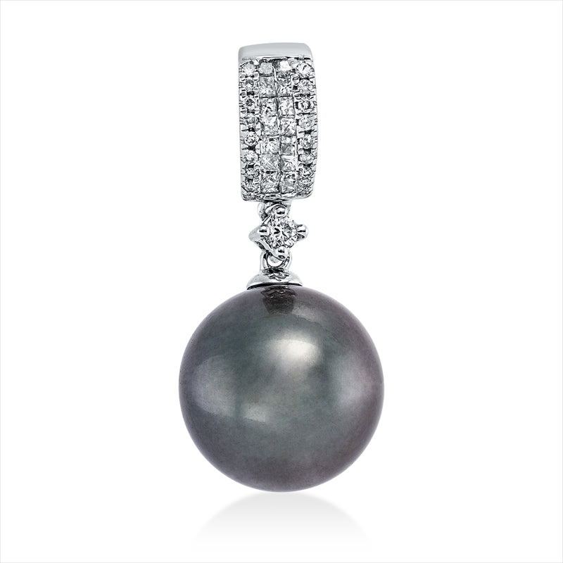 Anhänger   mit Tahiti aus 750/-18 Karat Weißgold mit 35 Diamanten 0