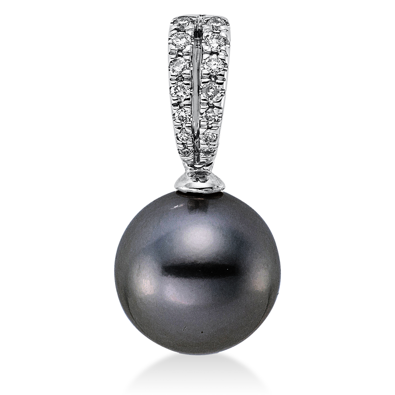Anhänger   mit Tahiti aus 750/-18 Karat Weißgold mit 14 Diamanten 0