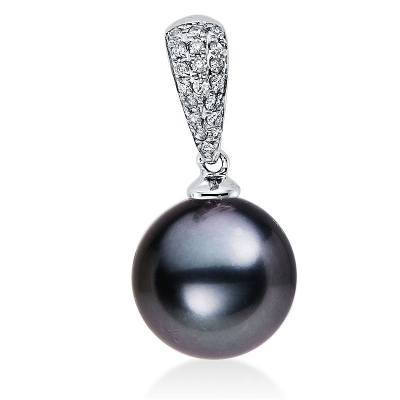 Anhänger   mit Tahiti aus 750/-18 Karat Weißgold mit 19 Diamanten 0