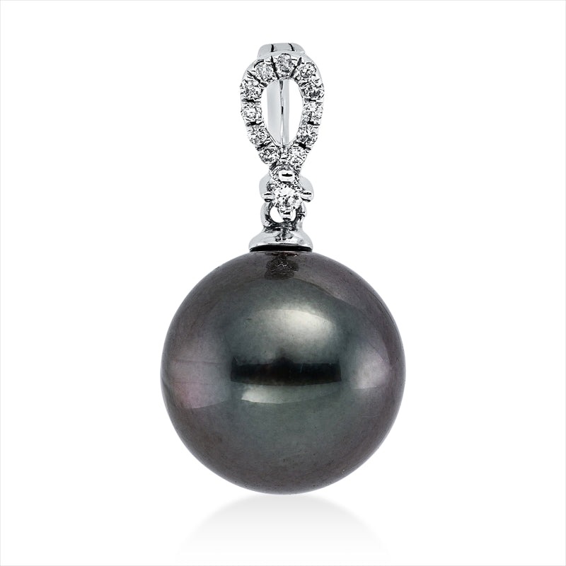 Anhänger   mit Tahiti aus 750/-18 Karat Weißgold mit 2 Diamanten 0