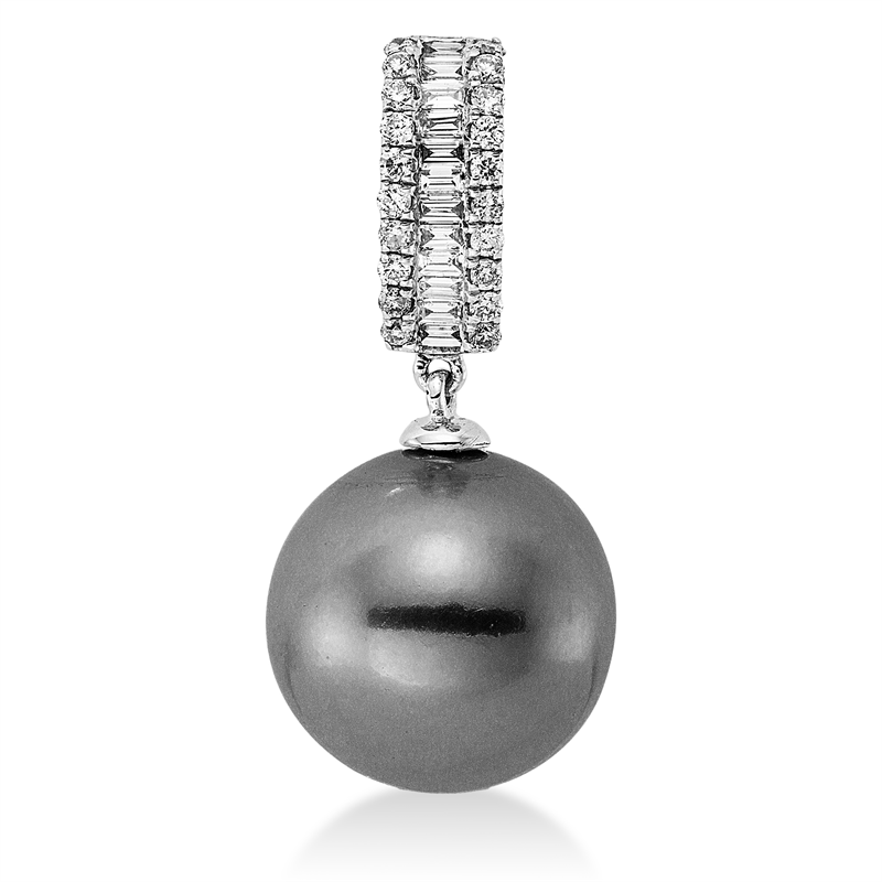 Anhänger   mit Tahiti aus 750/-18 Karat Weißgold mit 32 Diamanten 0