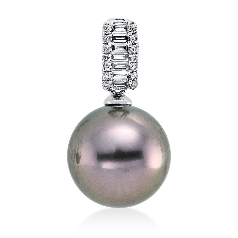 Anhänger   mit Tahiti aus 750/-18 Karat Weißgold mit 21 Diamanten 0