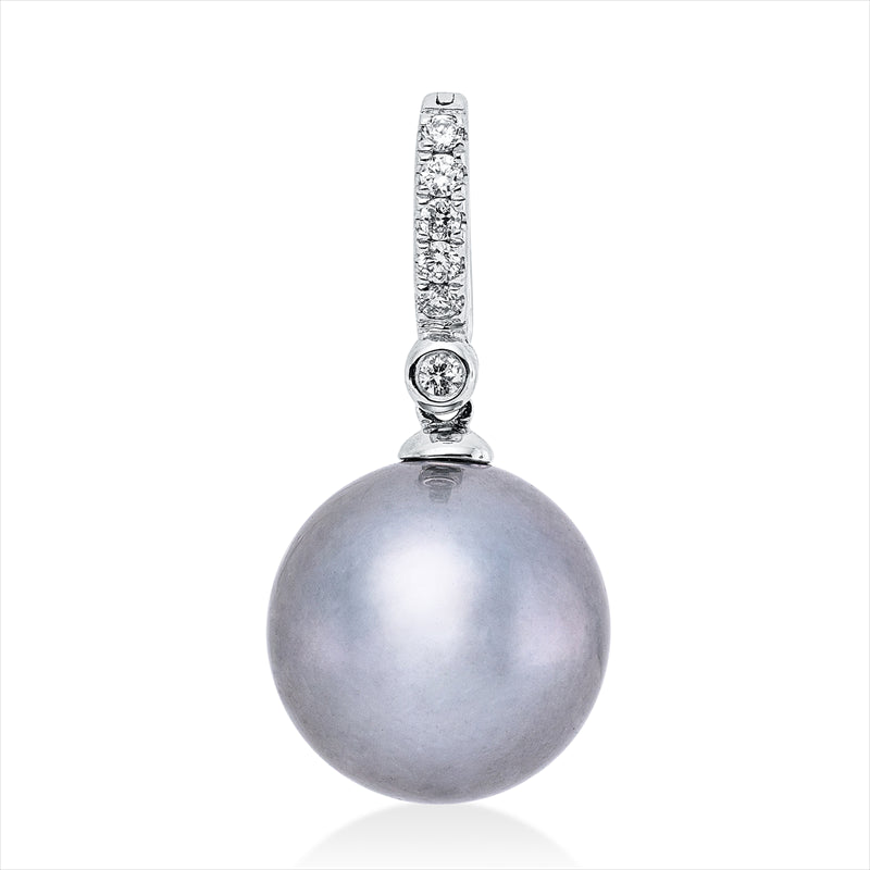 Anhänger   mit Tahiti aus 750/-18 Karat Weißgold mit 6 Diamanten 0
