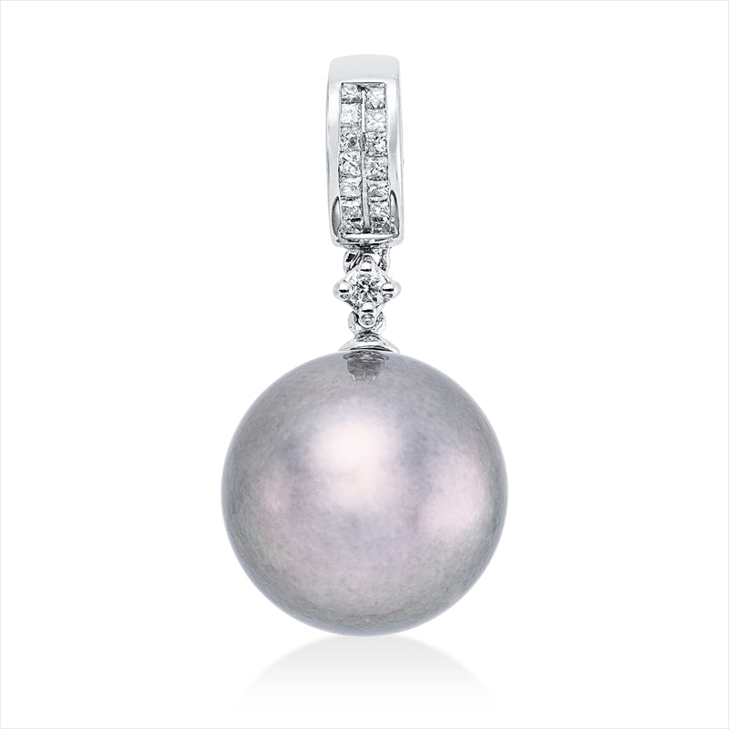 Anhänger   mit Tahiti aus 750/-18 Karat Weißgold mit 15 Diamanten 0