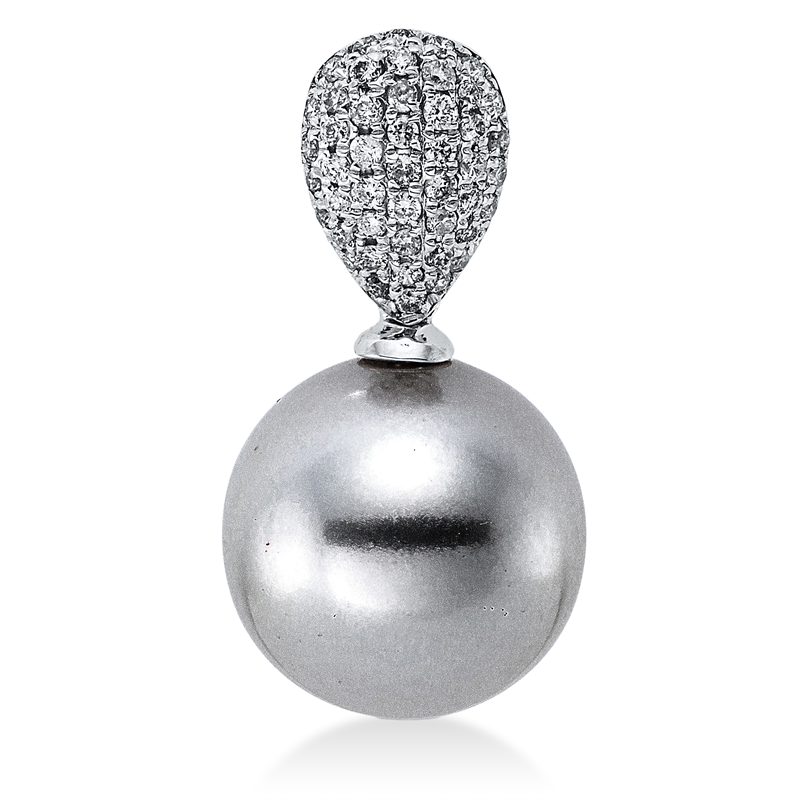 Anhänger   mit Tahiti aus 750/-18 Karat Weißgold mit 47 Diamanten 0