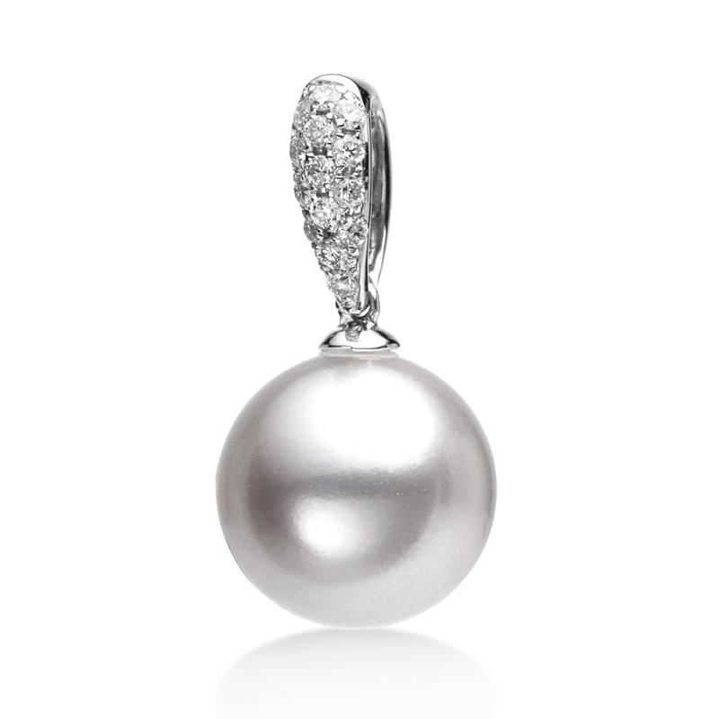 Anhänger   mit Tahiti aus 750/-18 Karat Weißgold mit 14 Diamanten 0