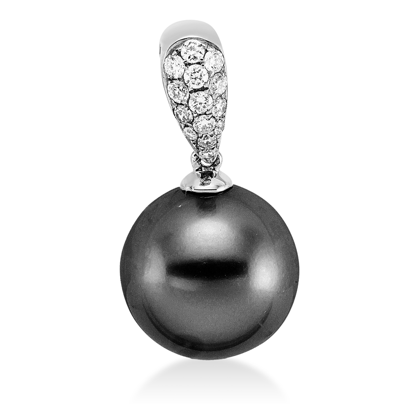 Anhänger   mit Tahiti aus 750/-18 Karat Weißgold mit 14 Diamanten 0