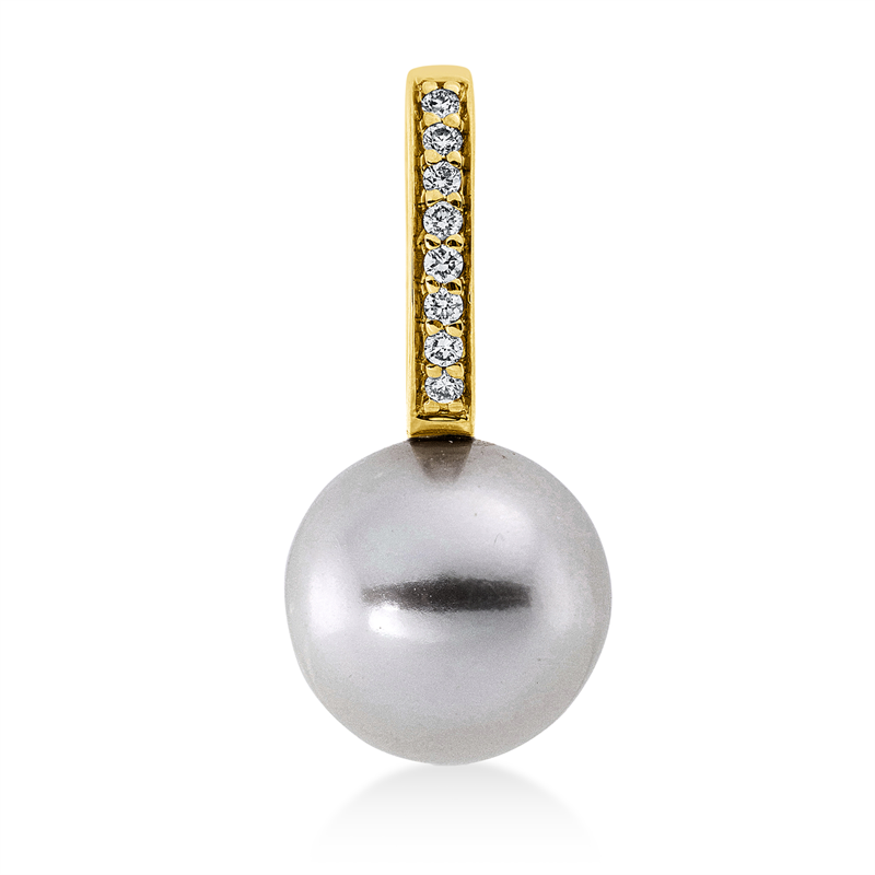 Anhänger   mit Tahiti aus 750/-18 Karat Gelbgold mit 8 Diamanten 0