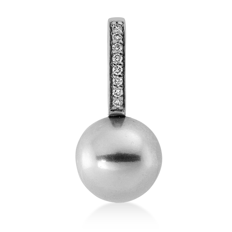 Anhänger   mit Tahiti aus 750/-18 Karat Weißgold mit 8 Diamanten 0