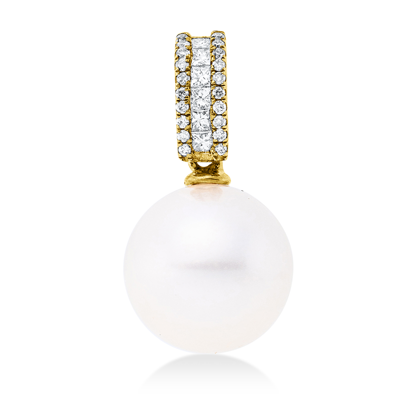 Anhänger   mit Süßwasserperle aus 750/-18 Karat Gelbgold mit 26 Diamanten 0